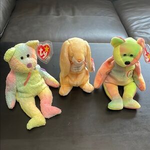 Ty Pink and Yellow Stuffed Animals Collection